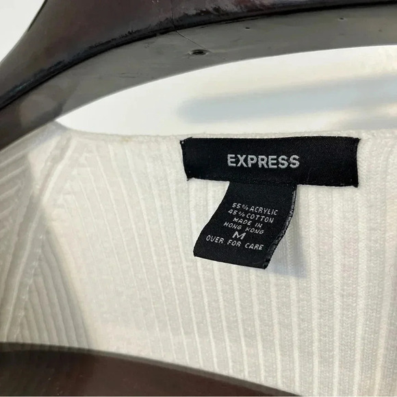 Express Women’s size M long sleeve cotton blend cream cardigan sweater - Picture 3 of 8